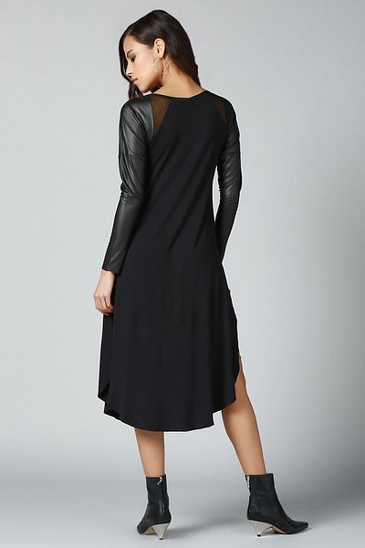 Quincey Women's Black Leather Detailed Dress EB2502