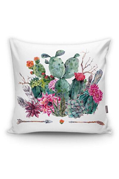 Realhomes غطاء وسادة مزخرف بنمط نبات الصحراء مع شكل سهم