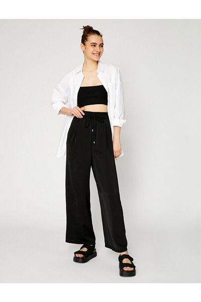 Koton Women's Black Wide Leg Pants