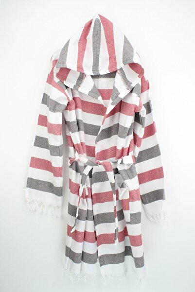 Bedinn Пештемал халат «Веселка» червоно-кавовий