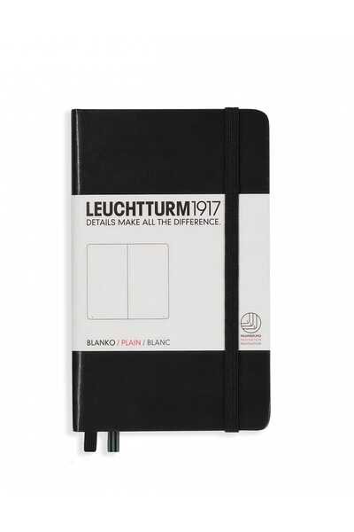 Leuchtturm1917 Pocket Size (A6) Notepad, Plain, Black Cover