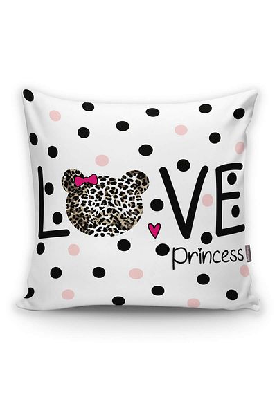 Realhomes Husă de pernă decorativă cu imprimare digitală Love Princess Motif