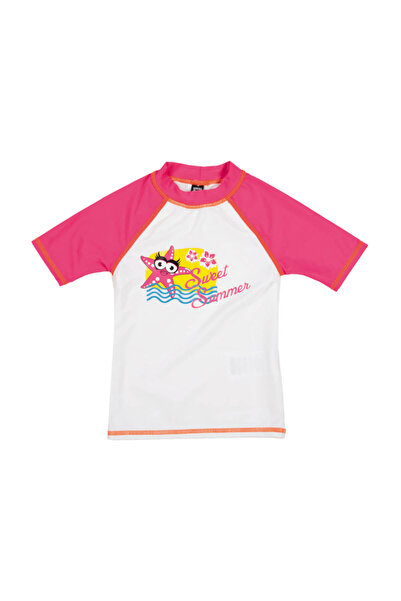 ARENA Water Tribe Çocuk Baskılı UV Korumalı Pembe Yüzme T-Shirtü