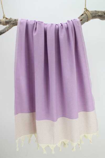 Bedinn Пештемал Петєк Смугастий Крем-Ліла Pst260