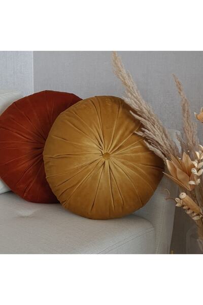 evodeko Hardal Yuvarlak Kırlent