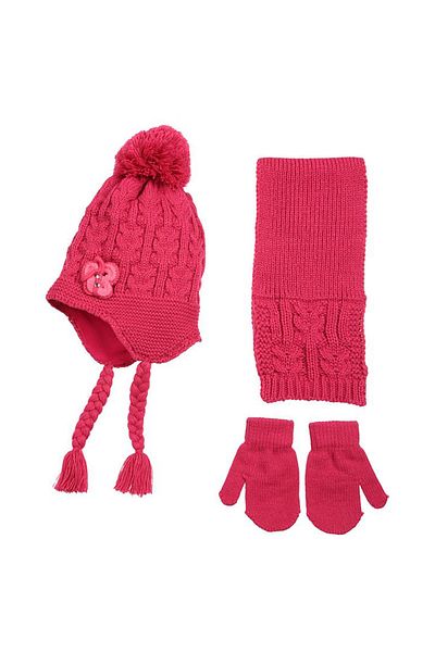 Kitti Set eșarfă pentru fetiță, beretă, mănuși Kitti Nice Cherry K7923