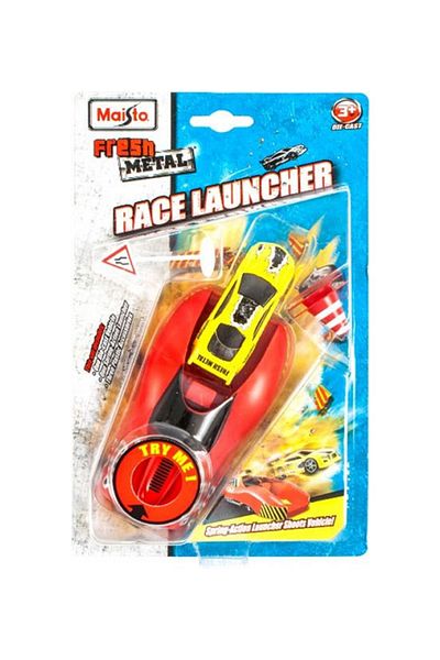 Maisto 1:64 Scale Fresh Metal Race Launcher Vehicle, Red/Yellow