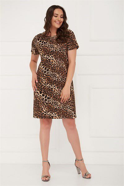 Seamoda Γυναικείο κοντομάνικο Leopard φόρεμα-Bb PRA-236258-616216
