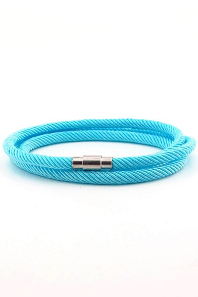 Solfera Men's Three Sira Wrap Metal Micnatis Light Blue Color Bracelet Bt464
