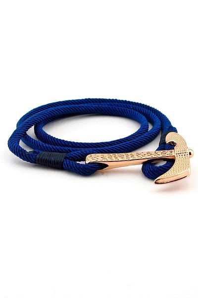 Solfera Men's Gold Colored Combat Axe Navy Blue String Bracelet BT482