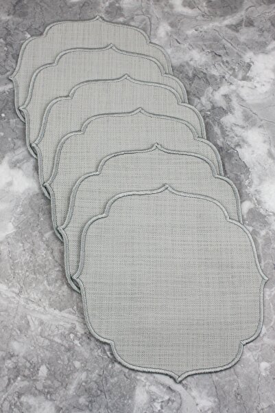 WEARE2 Șervețele de cocktail, culoare gri argintiu, brodate, pachet de 6 bucăți