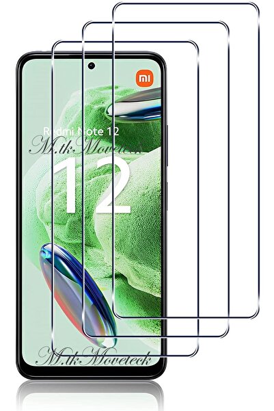 m.tk moveteck Xiaomi Redmi Note 12 Uyumlu 9h Temperli Cam Ekran Koruyucu Şeff...