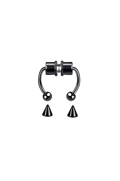 My secret Mıknatıslı Çelik Unısex Septum Siyah Piercing Cerrahi Çelik Yedek Uçlu