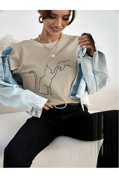 wicromed Μπλουζάκι Unisex Oversize με στάμπα Cat And Fist