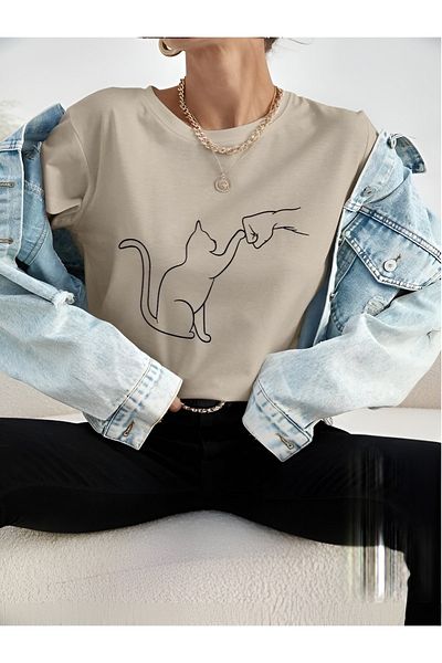 wicromed Μπλουζάκι Unisex Oversize με στάμπα Cat And Fist