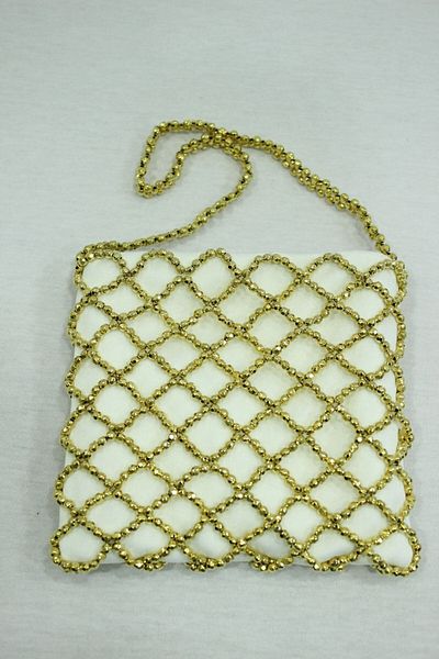 trikobis Gold Plated Beaded Handmade Special Design Bag