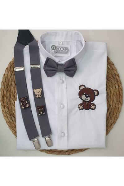 cool partyshop قميص ربطة عنق بحمالات على شكل دمية دب