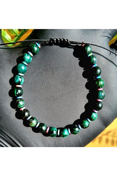 Singincraft سوار من الحجر الطبيعي الزمردي (منتجات تصميم مصنوعة يدويًا)