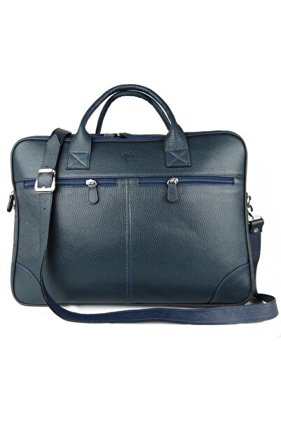 MÇ DERİ Hakiki Deri Büyük Boy Evrak Çantası Lacivert Renk