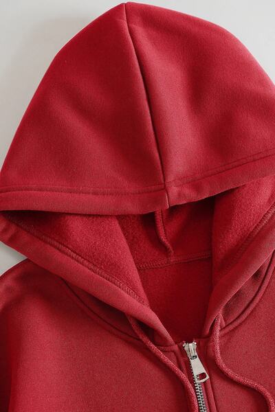 MODAGEN Red Cotton Zippered Unisex Oversize Cardigan