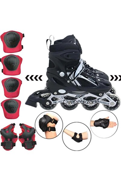 OyuncakZade Children's Skates Lighted Height Adjustable Aluminum Body Child P...