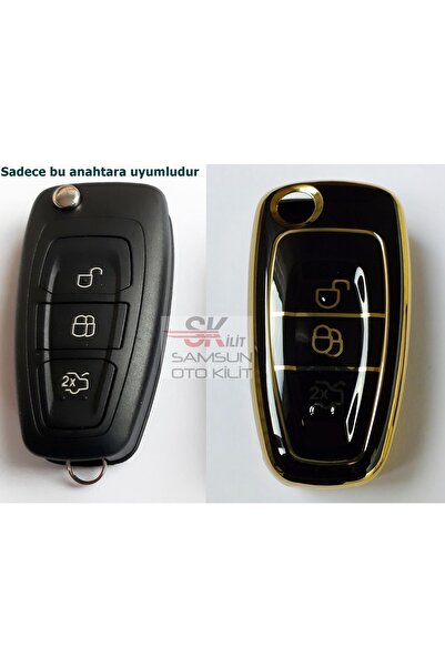 skilit samsun oto kilit غطاء حماية لمفتاح التحكم عن بعد من السيليكون نانو لسيارة فوكس 3 مونديو ترانزيت باللون الأسود