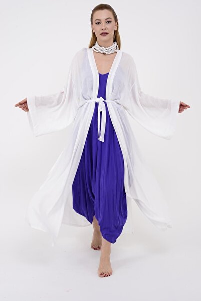 Hazinedan Γυναικείο κιμονό με σχέδιο ψαριού με πούλιες και κεντημένο πομπόν