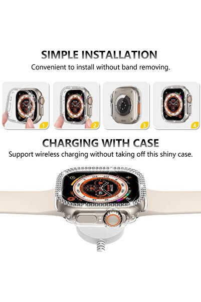 GREGOSS Apple Watch 2 and 8 Ultra Case Protection 49 mm Diamond Jewelled Elegant Stylish Hard Silicone Case