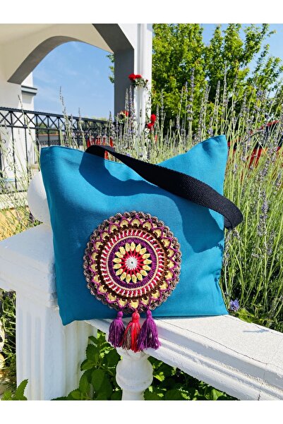 Handream Püsküllü Mandala Bez Omuz Çantası
