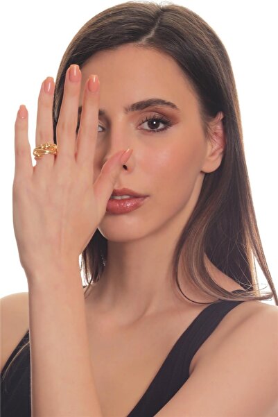 LABALABA Women's Gold Color Lacquer Plated Wrap Model Adjustable Stress Ring