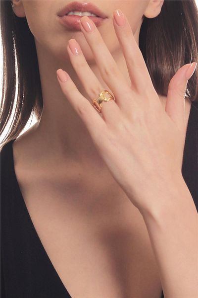 LABALABA Women's Gold Color Lacquer Plated Adjustable Chain Form Ring