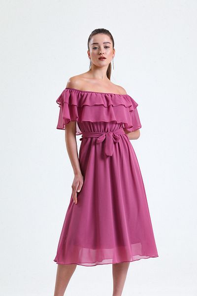 ADASTYLE Γιακάς Carmen, Σιφόν, Φόρεμα