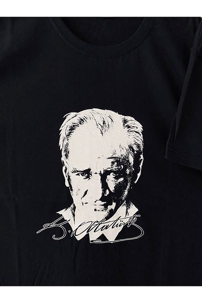 tahtakale marketi Black Atatürk T-Shirt Adult Atatürk Printed T-shirt