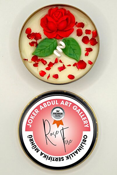 JOKER ABDUL Dekoratif Hediyelik Rose Fire Davet Mumu - Metal Teneke Kutu Soya...