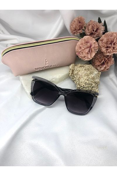 Di Caprio Laura Cat Eye Gray Women's Sunglasses with Gold Detail