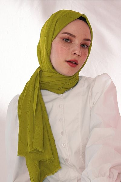 Madame Polo Σάλι Madame Polo Bamboo Check - Ελιάς
