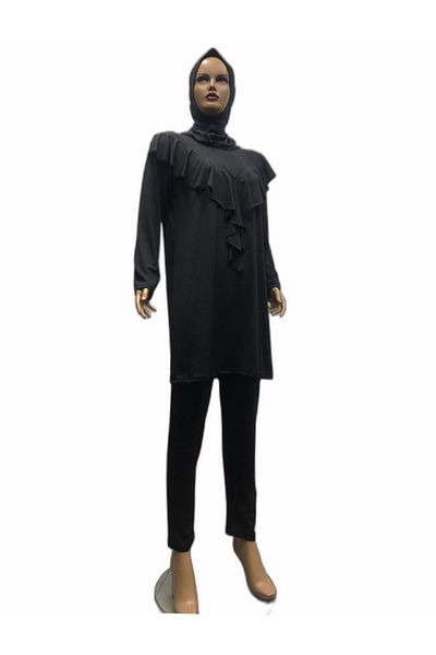 eflin Women's Clothing Black Valon Full Covered Hijab Swimsuit Large Size Option