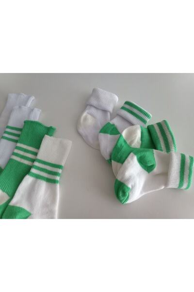 PAMBIK AYAKLAR 4'lü Yenidoğan Bebek Çemberli Kolej Çorap Set (0-6 AY) - Yeşil