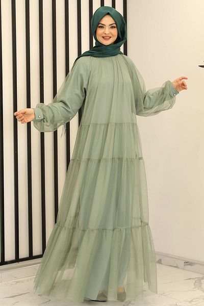 Fashion Showcase Βραδινό φόρεμα από τούλι Mint Colored Relax - Σχέδιο - Fsc3001