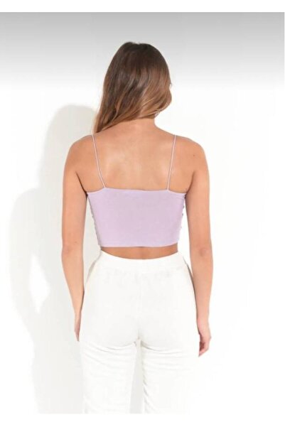 ELBEY Askılı Likralı Örme Crop Büstiyer