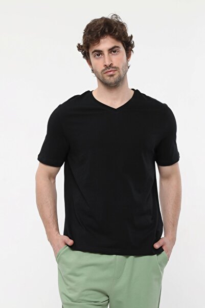 defys Tricou pentru bărbați, cu decolteu în V, cu mânecă scurtă, cu croiala n...