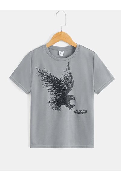 Keywest Kids Confident Beyond Send Drawing Eagle Printed Oversize Crew Neck C...