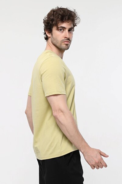 defys Ανδρικό μπλουζάκι με λαιμόκοψη σε σχήμα V και κοντό μανίκι, κανονική εφαρμογή, βασικό μπλουζάκι πράσινο