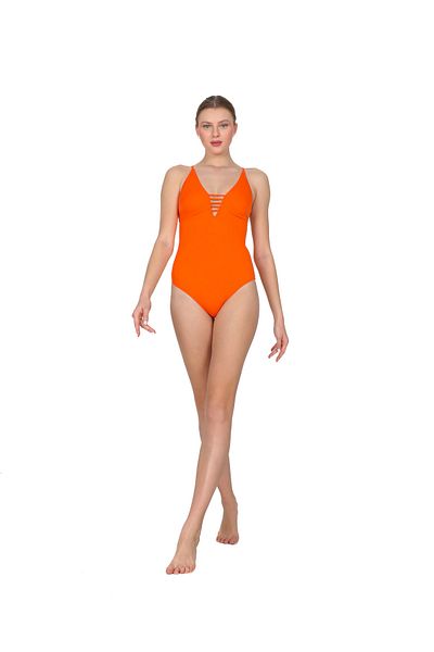 Dilay Orange V Low-cut Swimsuit