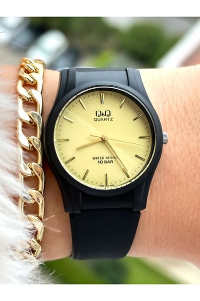 Q&Q Black Silicone Band, Suitable for Pool and Sea Use, Women's Wristwatch + bracelet