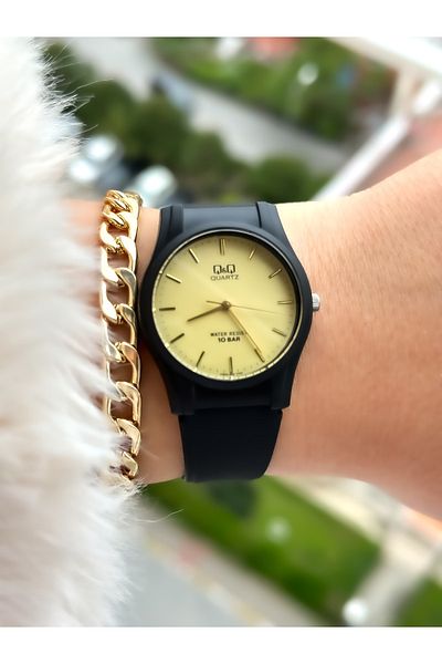 Q&Q Black Silicone Band, Suitable for Pool and Sea Use, Women's Wristwatch + bracelet