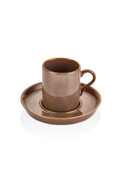 OMS PASLANMAZ 11130 - Afra - 4 Parça - Porselen Efes Kahve - Fincan Takımı - ...