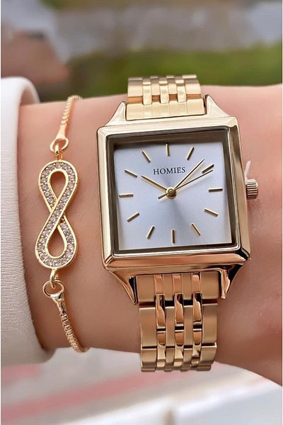 Homies Gold Colored Waterproof Women's Wristwatch - Bracelet 0850Hms 011274