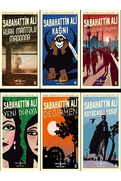 TÜRKİYE İŞ BANKASI KÜLTÜR YAYINLARI Kürk Mantolu Madonna+kağnı+içimizdeki Şeytan+yeni Dünya+değirmen+kuyucaklı Yusuf 6 Set 1065 Sayfa