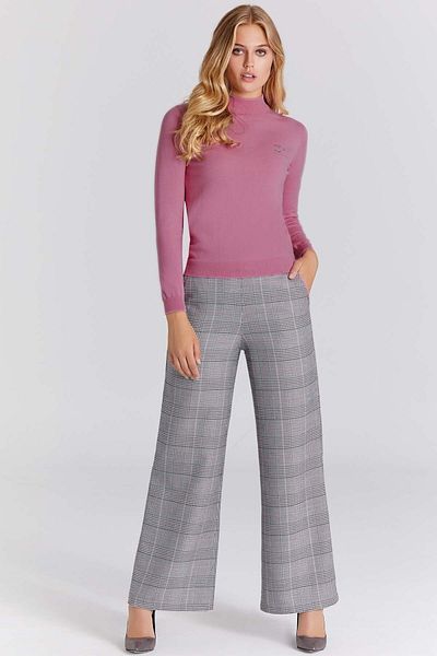 Guitar Wide Leg Gray Plaid Trousers